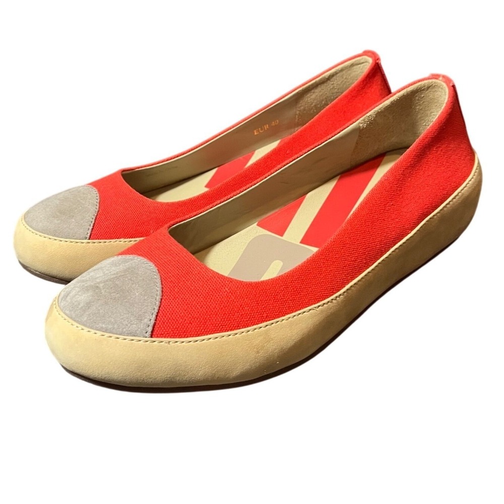 Fitflop Womens Due Ballet Flat Size 40 8.5‎ Tan Coral Slip On Shoe Sporty Toning